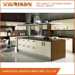 Decorative Custom Home Kitchen Furniture PVC Membrane Kitchen Cabinet